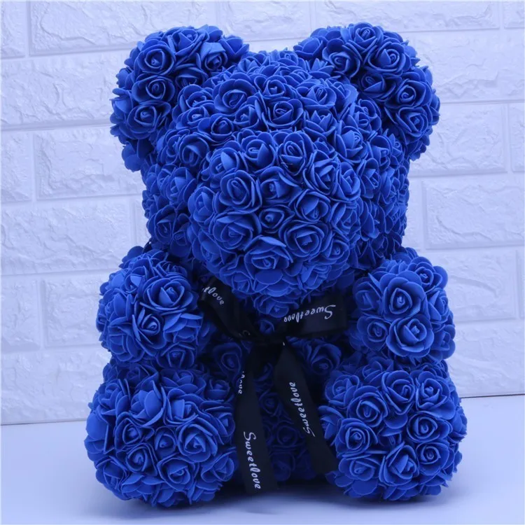 40cm Blue Подарок на день Святого Валентина 40 см красный медведь Роза плюшевый медведь цветок розы искусственное украшение Рождественский подарок для женщин подарок на день Святого Валентина - Цвет: 40cm Blue