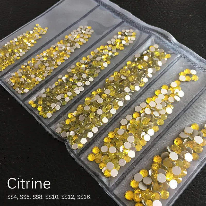 Citrine SS4-SS16 Стразы для дизайна ногтей с плоской задней поверхностью Блестящий Кристалл DIY Ювелирные изделия бриллианты дизайн аксессуары для маникюра - Цвет: Citrine
