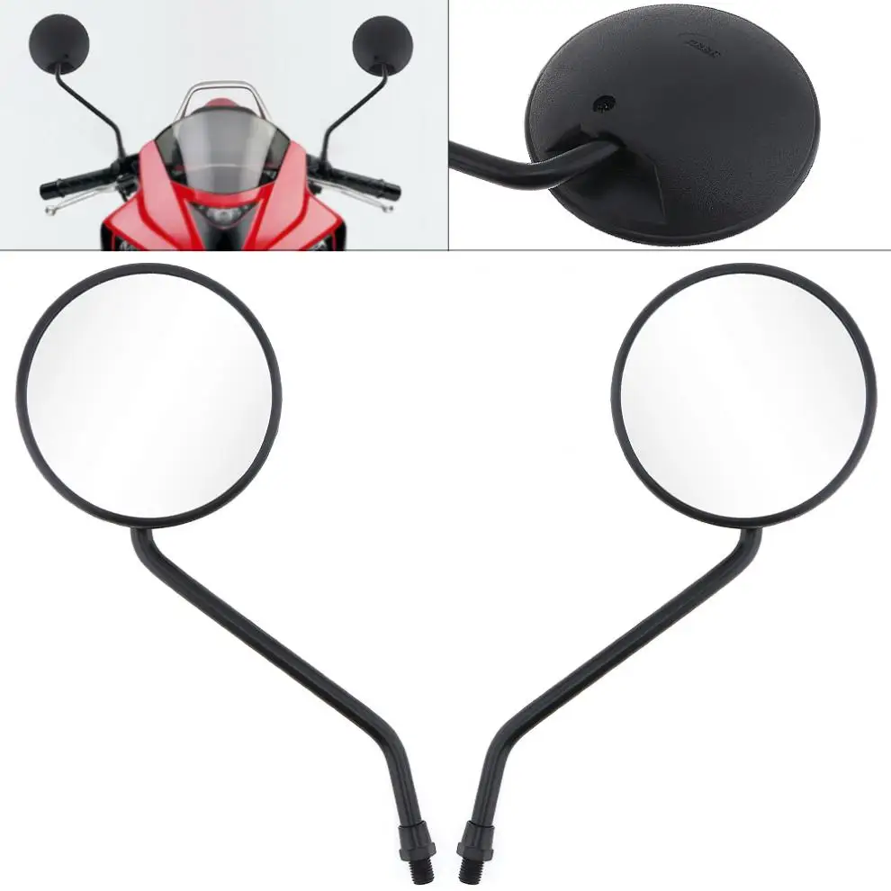 

2pcs 10mm Black Modified Plated Universal round Motorcycle Rearview Mirror Round Iron Mirror for Motorcycle