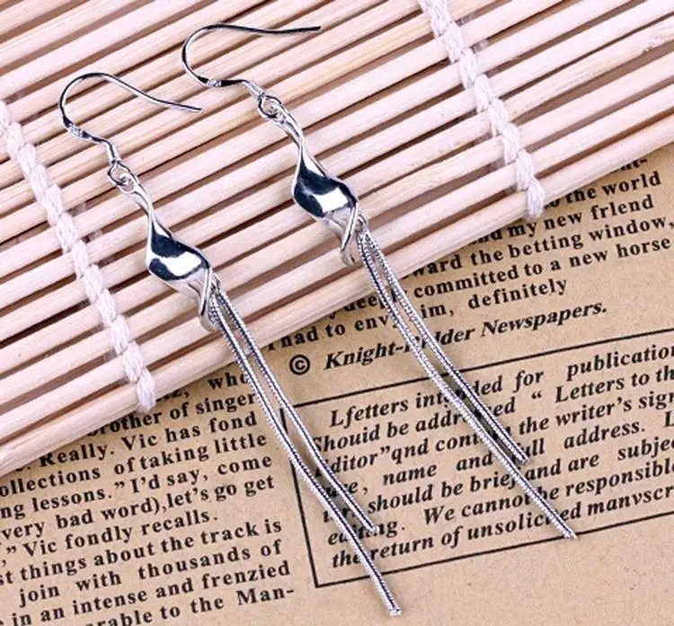 Mildly Silver Exaggerated Twisted Korean jewelry Sale Tassel Version Earrings Piece Fashion earrings pendientes oorbellen hot | Украшения и