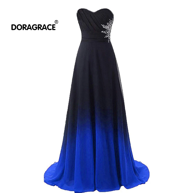 Doragrace robe de soiree милое без рукавов ТРАПЕЦИЕВИДНОЕ градиентное шифоновое длинное