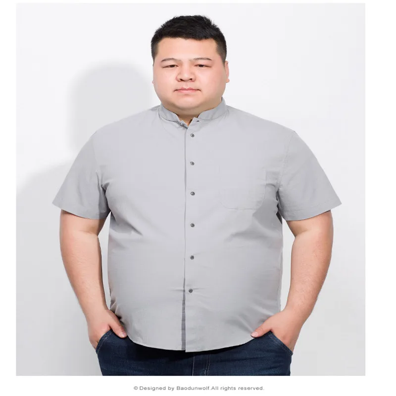 Большие размеры 10XL 8XL 6XL 5XL летние мужские повседневные рубашки из хлопка серого цвета брендовая одежда мужская одежда свободная одежда с коротким рукавом - Цвет: 4