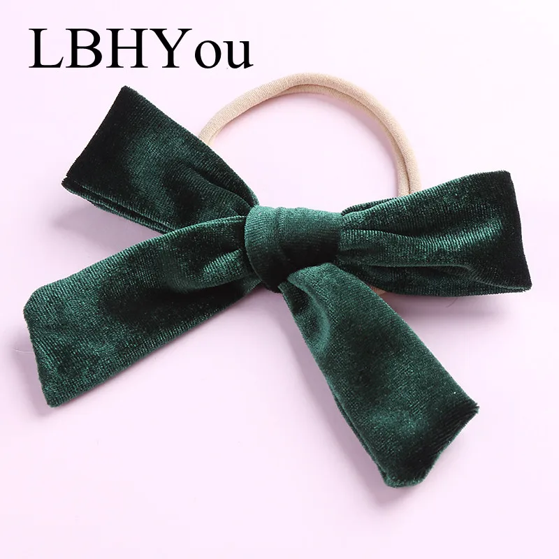 15pcs/lot Velvet Bows Nylon Headbands For Girls Handmade Elastic Knotbows Hairbands School Baby Kids Head Wraps | Аксессуары для