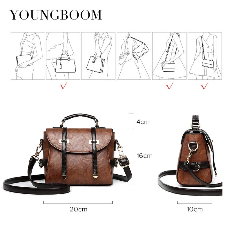 Youngboom из искусственной кожи Сумки Для женщин известных брендов Crossbody мешок ретро