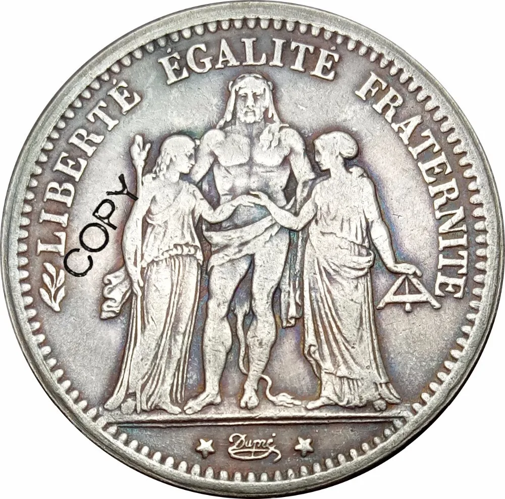 Франция 5 франков 1875 а купроникель посеребренная копия монета памятные монеты |
