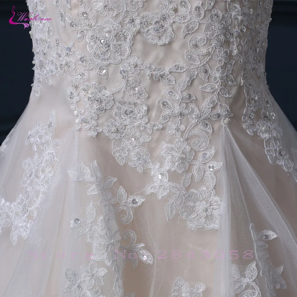 

Waulizane New Style V-Neck Mermaid Wedding Dresses Beading Appliques Lace Embroidery Court Train Cap Sleeves Elegant Bride Dress