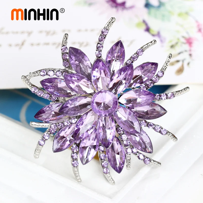 Женская корсажная брошь MINHIN свадебная с австрийским кристаллом|crystal brooch|large