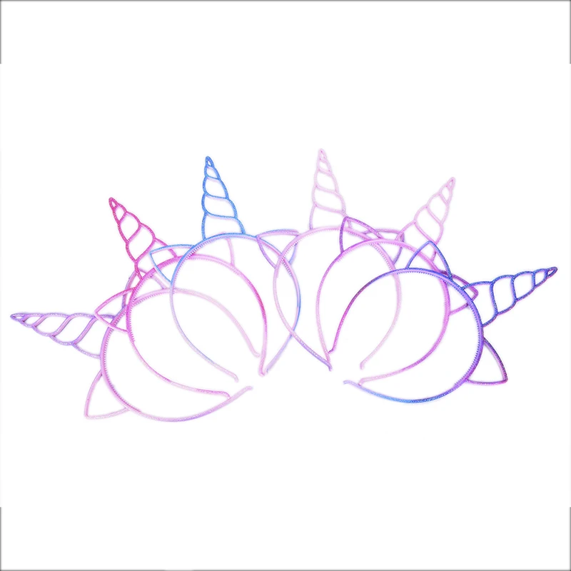 6PCS 3/6 шт./лот Единорог повязка на голову, одежда для мальчиков и девочек детский Корона обруч для волос детский день рождения расходные материалы для вечерние аксессуары с украшением в виде кошачьих ушек Головные уборы - Цвет: 6PCS