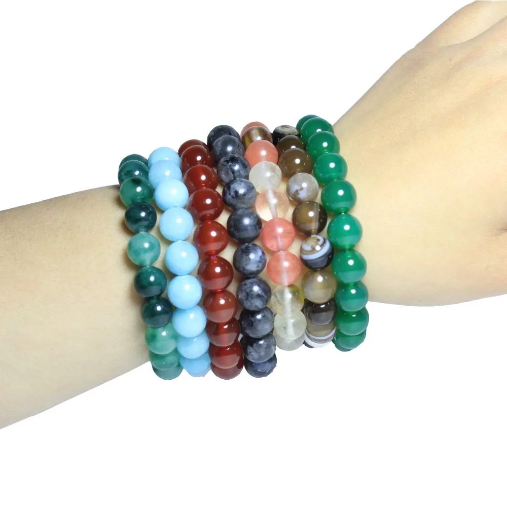 Женский браслет агата Лапис Круглый из натурального камня 18 типов 10 мм 19 см|natural