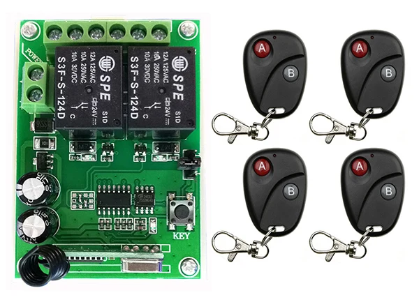 

DC24V 2CH RF беспроводной пульт дистанционного управления переключатель освещения системы передатчик приемник 2CH реле умный дом двери гаража/ла...