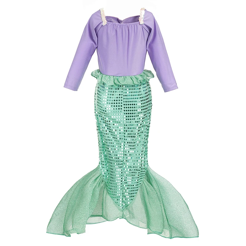 Little Girls Mermaid Dress Children Princess Arier Cosplay Costume Kids Carnival Halloween Birthday Party Fancy Sequined | Детская