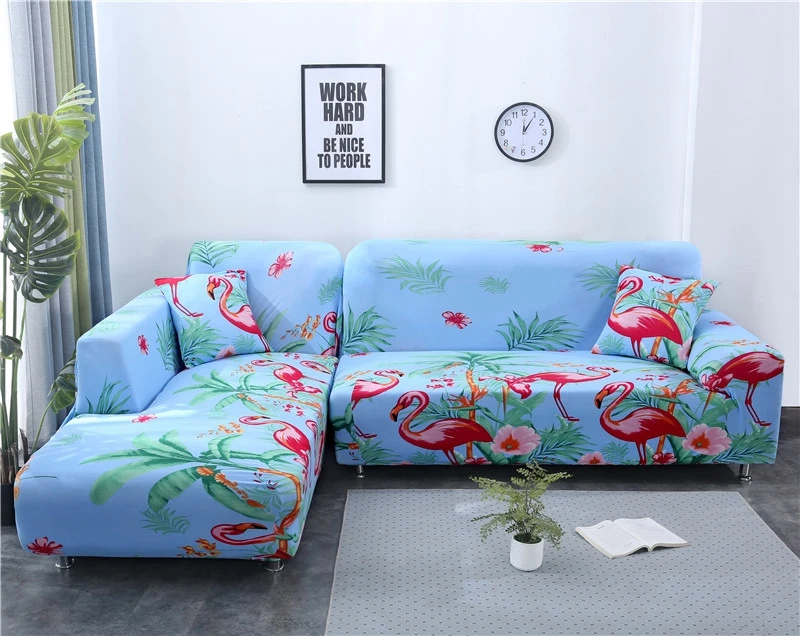 Crane Pattern Sofa Covers L Shape Slipcover Stretch Four Season Furniture Protector Corner Cover 1/2/3/4 seater | Дом и сад