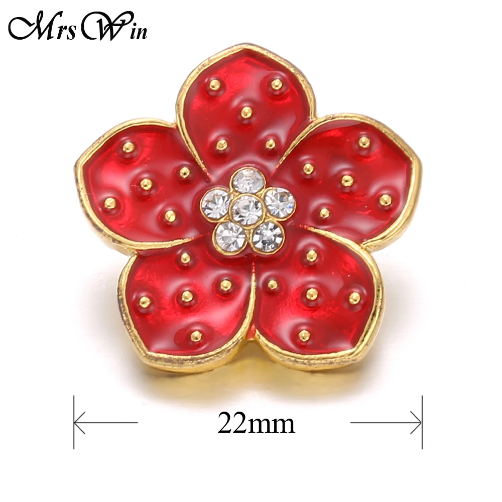 10pcs/lot New Gold Snap Jewelry Oil Painting Rhinestone Flower Button 18mm Charms for Women Fit Bracelet Necklace | Украшения и