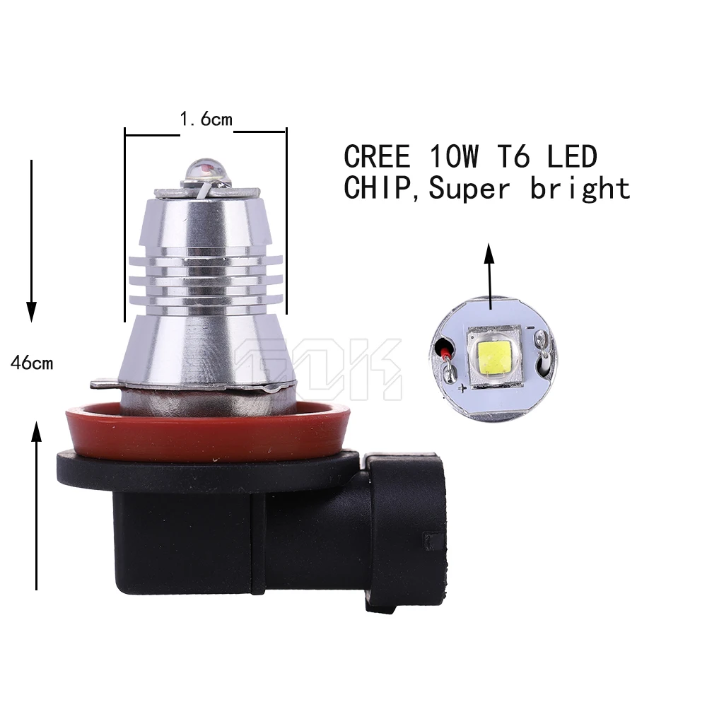 2 х Автомобильный противотуманный фонарь 10W CREE чип T6 светодиодный H11 H8 H16 9006 HB4 9005 HB3