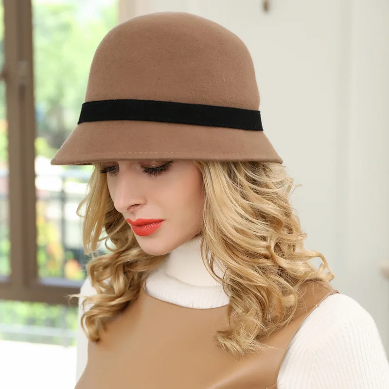 

Fall Winter New Woolen Fedoras Hat Women Fashionable Wool Elegant Fedora Hats Ladies Church Banquet Party Aristocratic Cap H6835