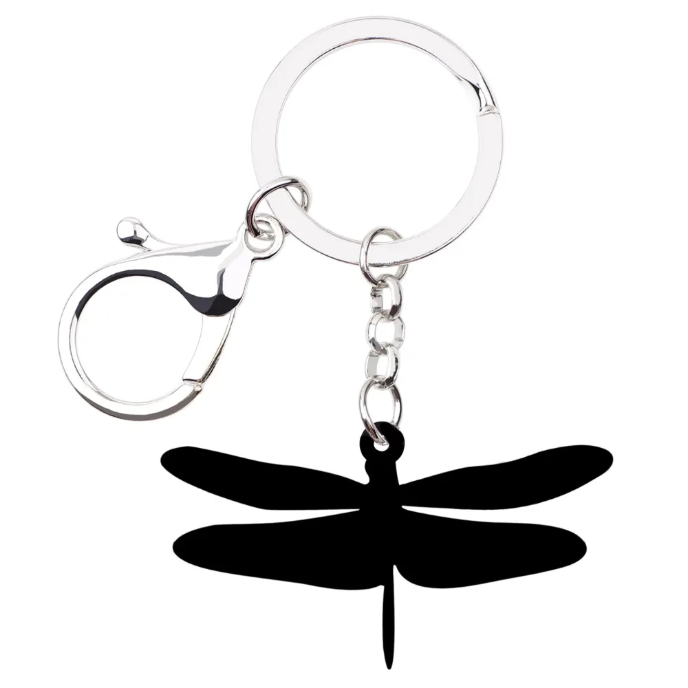 Bonsny акриловые пятнистые желтые стрекозы брелки для ключей от насекомых кольца