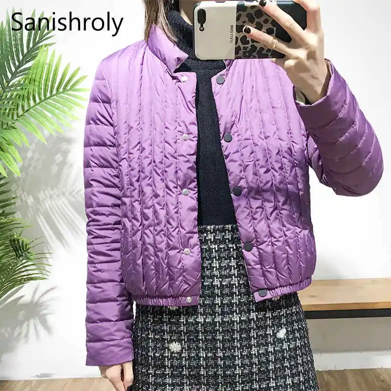 Женский короткий пуховик Sanishroly с воротником стойкой ульсветильник парка на