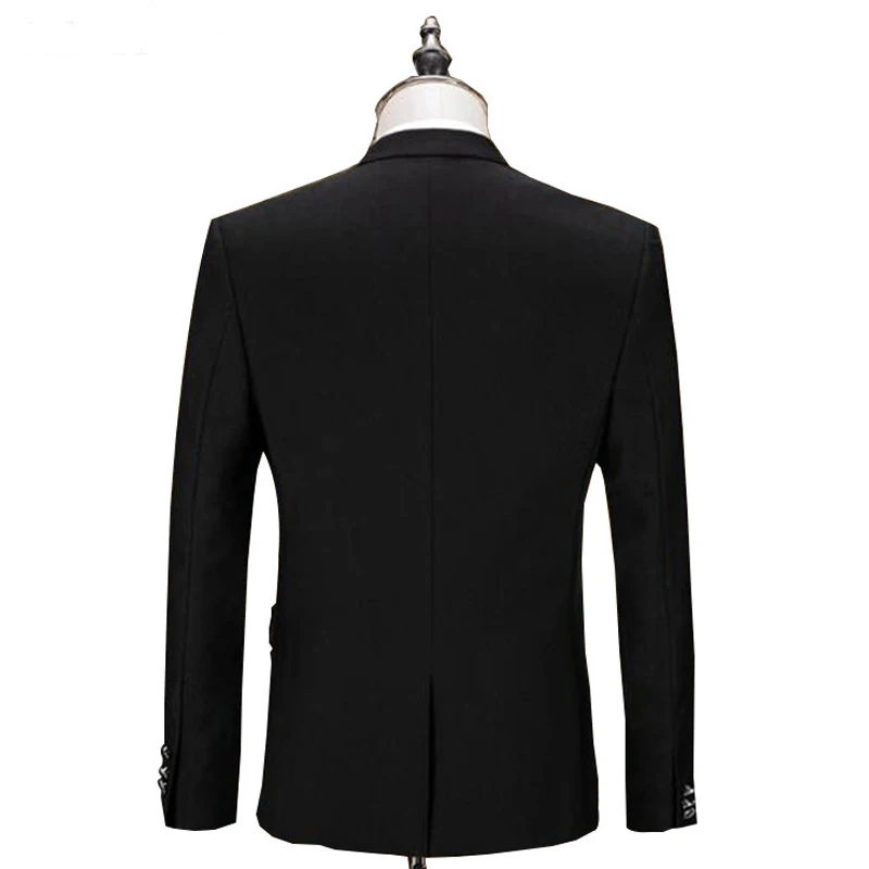 Черный Бизнес Slim Fit Мужские костюмы с зубчатым лацканом формальный стиль