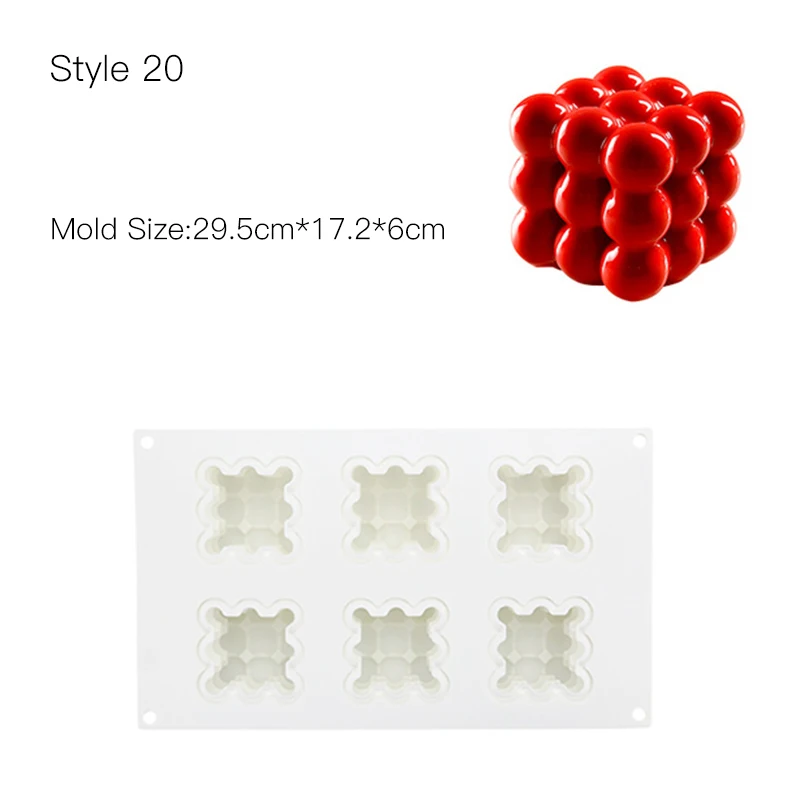 Style 20 Форма для украшения торта, 3D силиконовые формы для мусса, форма для десерта, форма в форме сердца, инструмент для декорации торта, форма для выпечки шоколадного домового - Цвет: Style 20