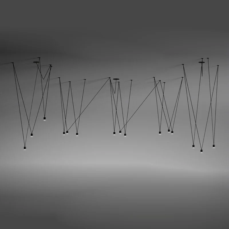 Vintage DIY Match Line Pendant Light for Living Room Foyer Dining Room Geometric Black/White Hanglamp Hanging Lamp Lampara Techo
