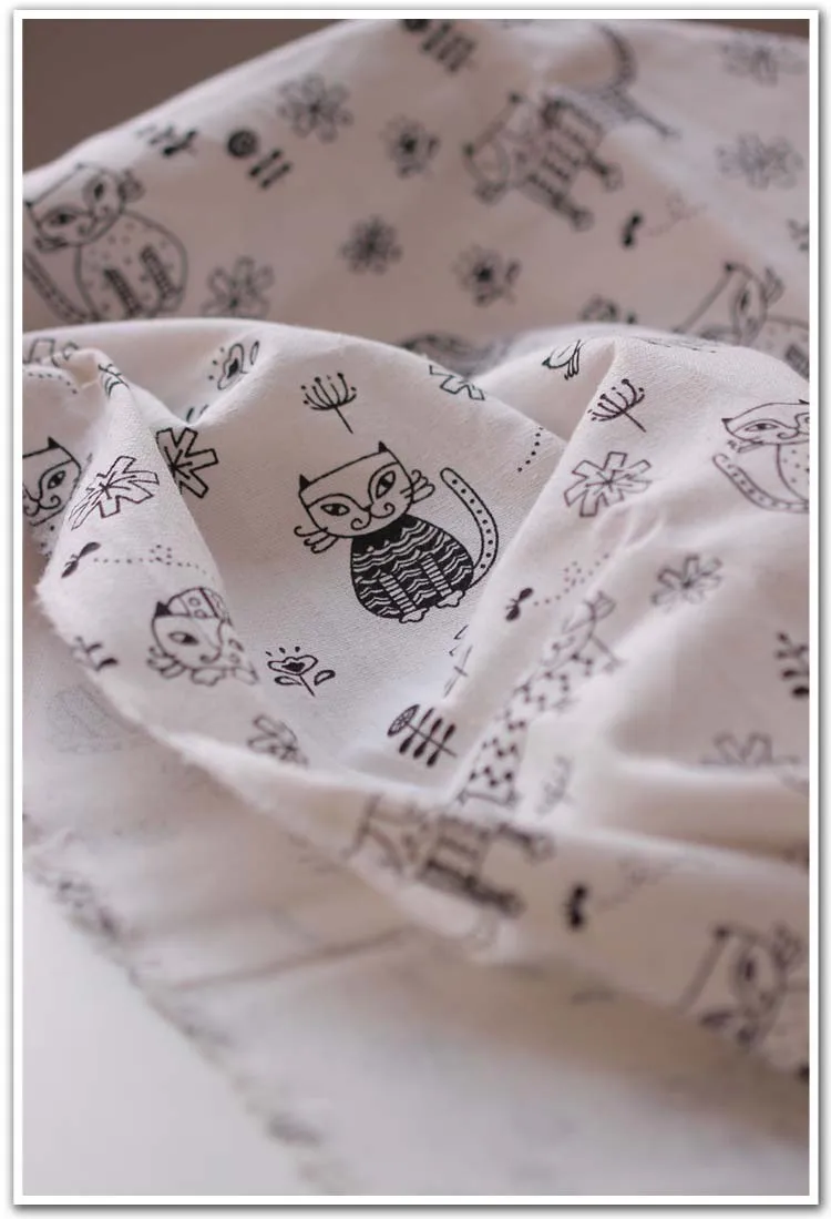 Хлопчатобумажная ткань с черной кошкой 50x150 см сделай сам для шитья Лоскутная