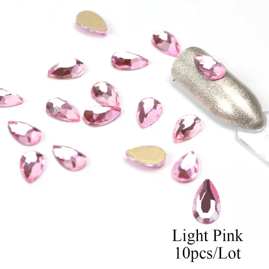 Light Pink 10 шт 3D Красочные Стразы капля ногтей Дизайн Золотой плоской основе алмазные гелевые Драгоценности для ногтей Аксессуары для маникюра TRA41 - Цвет: Light Pink