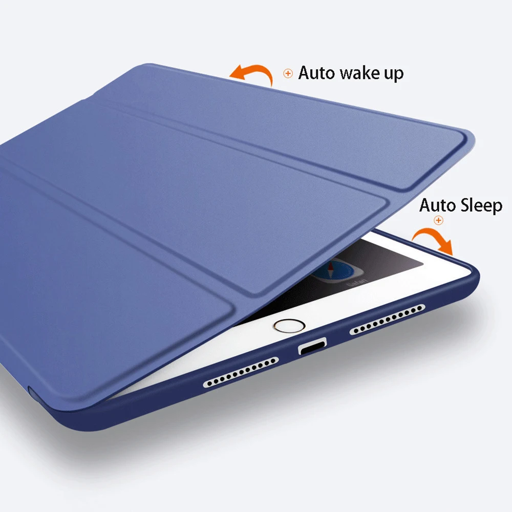 Для iPad Air 1 силиконовый чехол с мягкой подошвой + PU кожаный смарт-чехол функцией