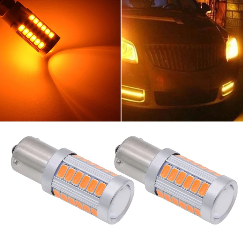 2 шт. Автомобильные светодиодные лампы 1156PY BAU15S PY21W 33SMD|Сигнальная лампа| |