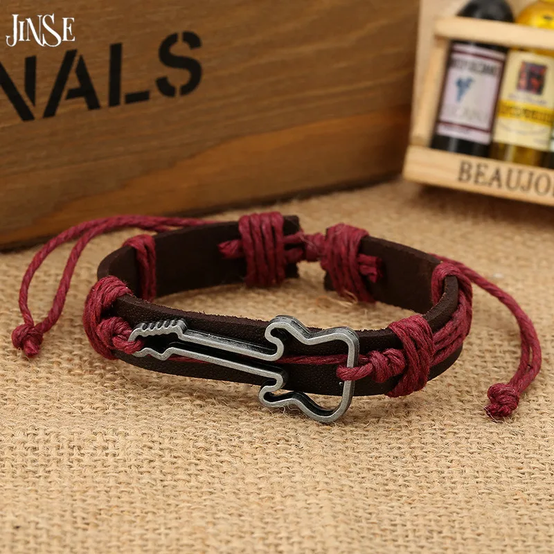 Браслет JINSE Cross из искусственной кожи мужской коричневый веревочный Шарм в виде