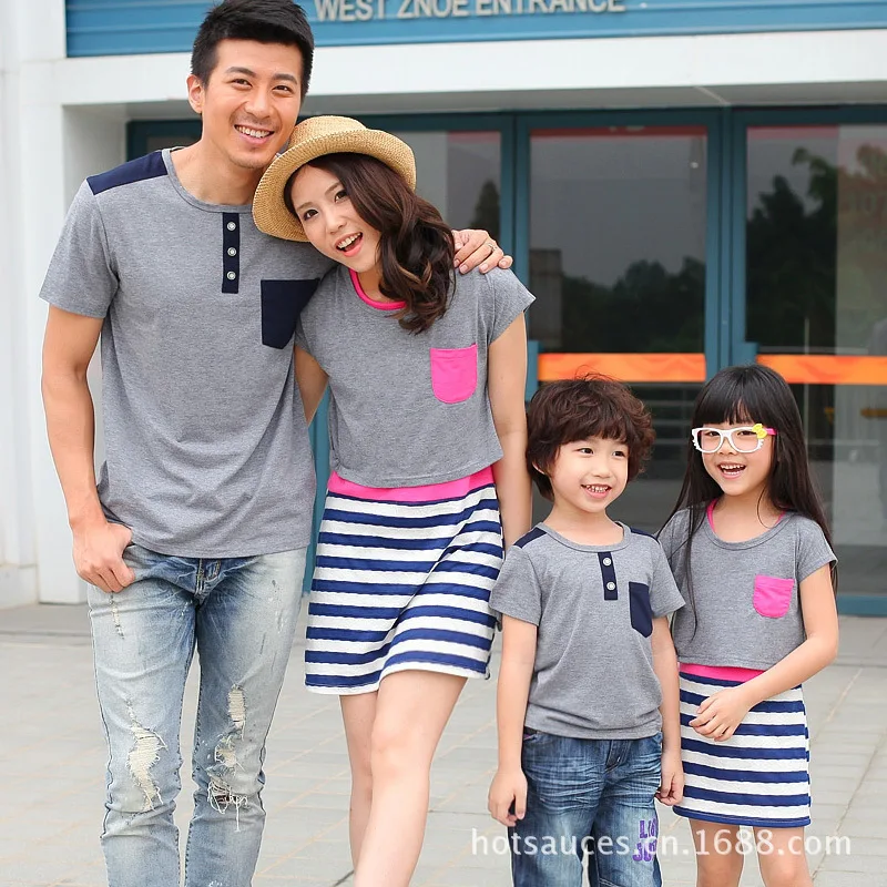 2016 Одинаковые комплекты для семьи летняя Одинаковая одежда семейного образа