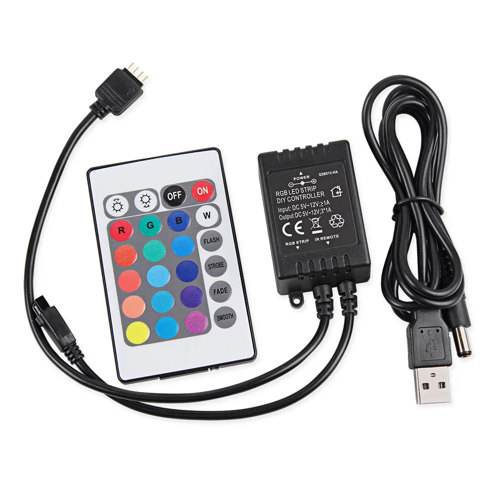 Светодиодная лента USB SMD5050 RGB DC5V гибкая светодиодная s IP65 50 см 1 м 2 с 24 клавишами