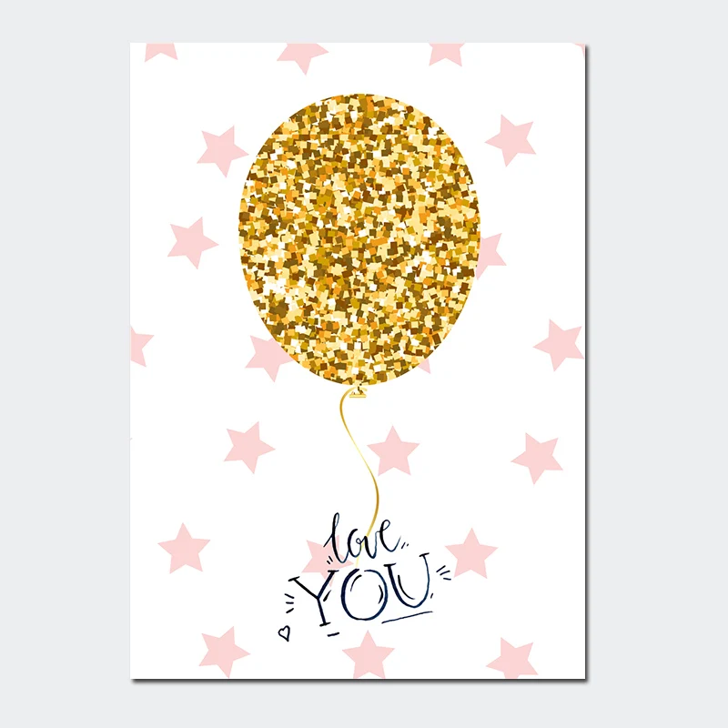 

Kids Room Shine Star Wall Art Canvas Painting Nordic Poster Cartoon Love Unicorn Animal Rainbow Wall Pictures Unframed