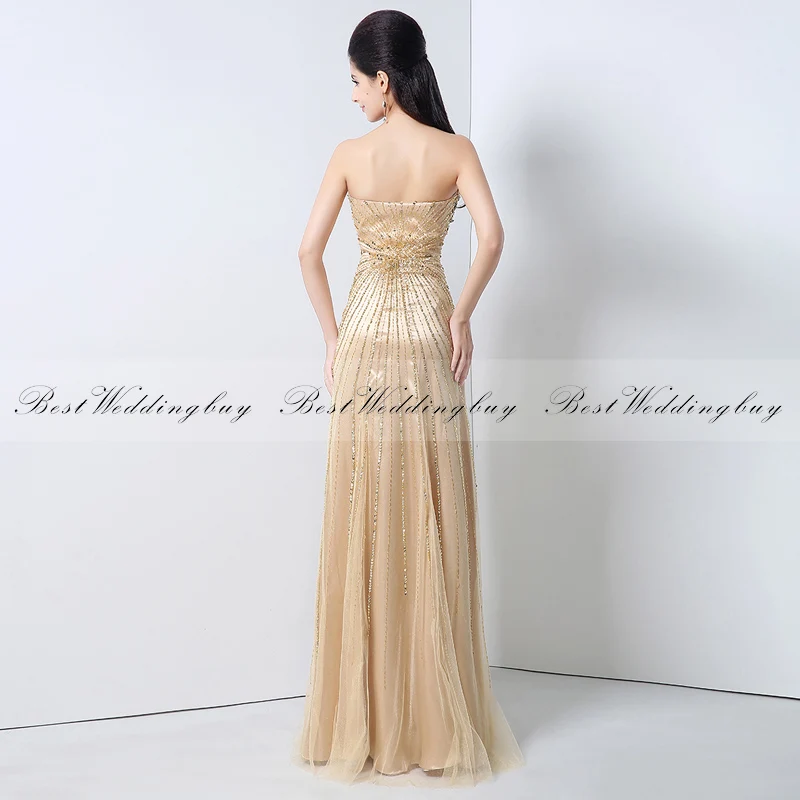 Exquisite Crystal Beaded Nude Tulle Long Prom Dresses Evening XZ002 | Свадьбы и торжества