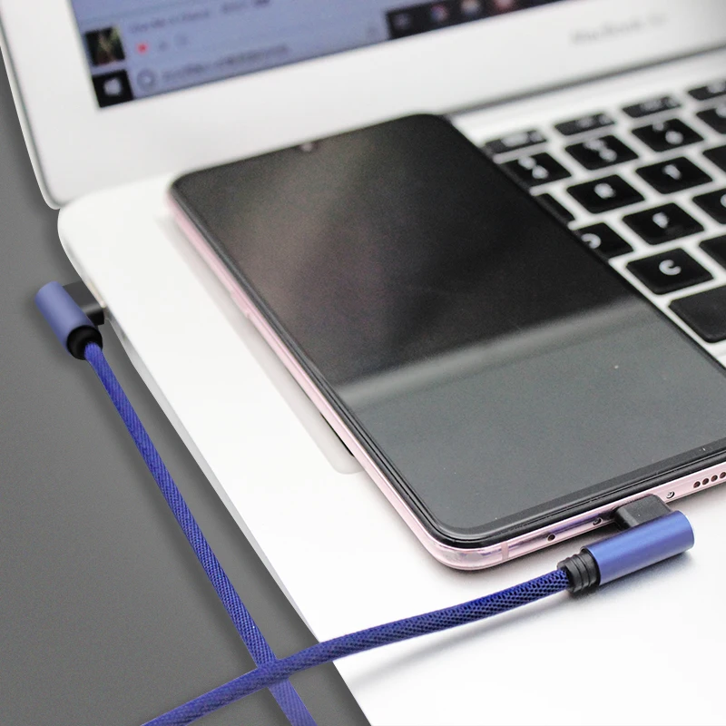 Micro USB кабель 2A быстрое зарядное устройство шнур Suntaiho 90 градусов локоть
