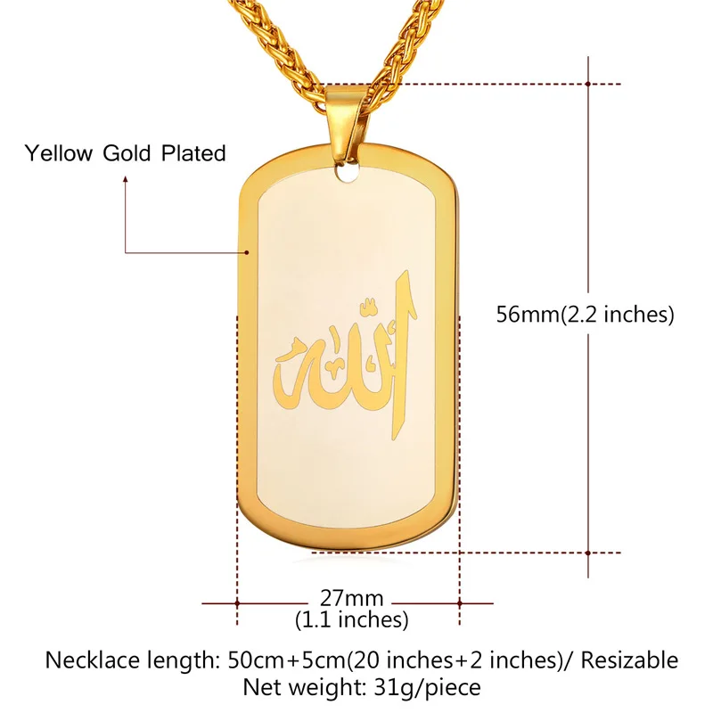 Ожерелье унисекс из нержавеющей стали золотистого/черного цвета P295|pendant gold|islamic