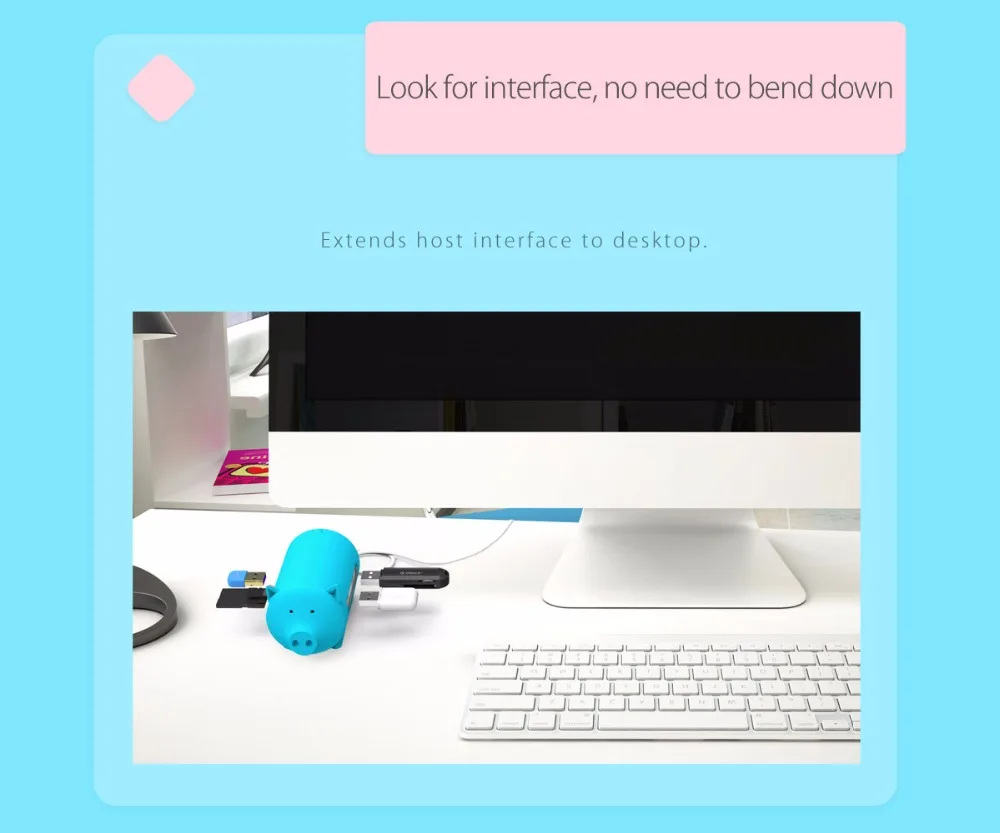 ORICO Cute Pig 4 порта USB 3,0 OTG usb-хаб Поддержка TF SD кардридер для MacBook Air Ноутбук PC USB3.0 концентратор