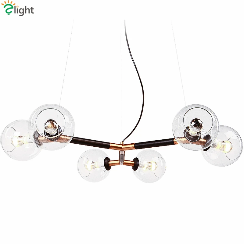 Американский Ретро Треугольный металлический 6 свет D70cm Lustre Led люстра прозрачные стеклянные оттенки кулон Хрустальная люстра лампа