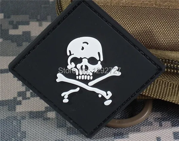 2pcs/lot Tactical Patches Military PVC skull patches with hook DIY Rubber tactical patch for Clothes Jackets | Дом и сад