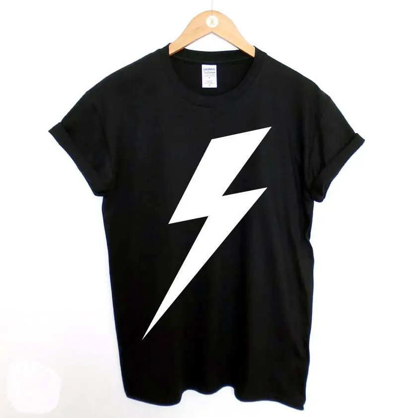 Новое поступление женская футболка с принтом молнии хлопковая Повседневная