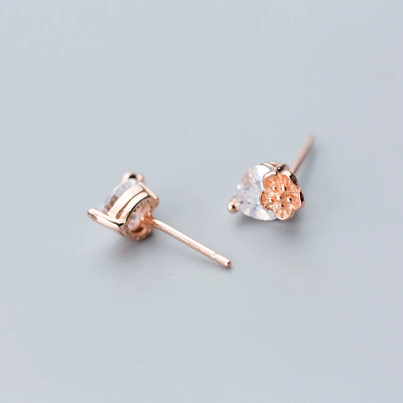 INALIS New Delicate Simple Design S925 Sterling Silver Flower with Waterdrop Clear Single CZ Stone Crystal Stud Earrings Girls | Украшения