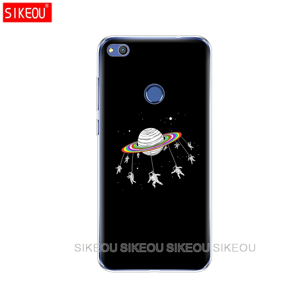 Силиконовый чехол для телефона Huawei P20 P7 P8 P9 P10 Lite Plus Pro 2017 p smart 2018 Space Moon Cute Cat black |