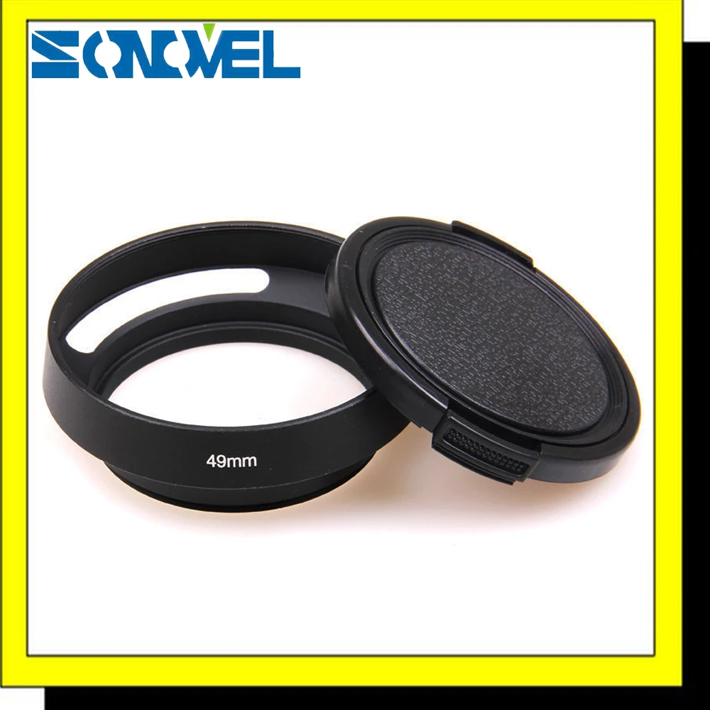 49 мм винтовая металлическая наклонная вентилируемая бленда + крышка объектива