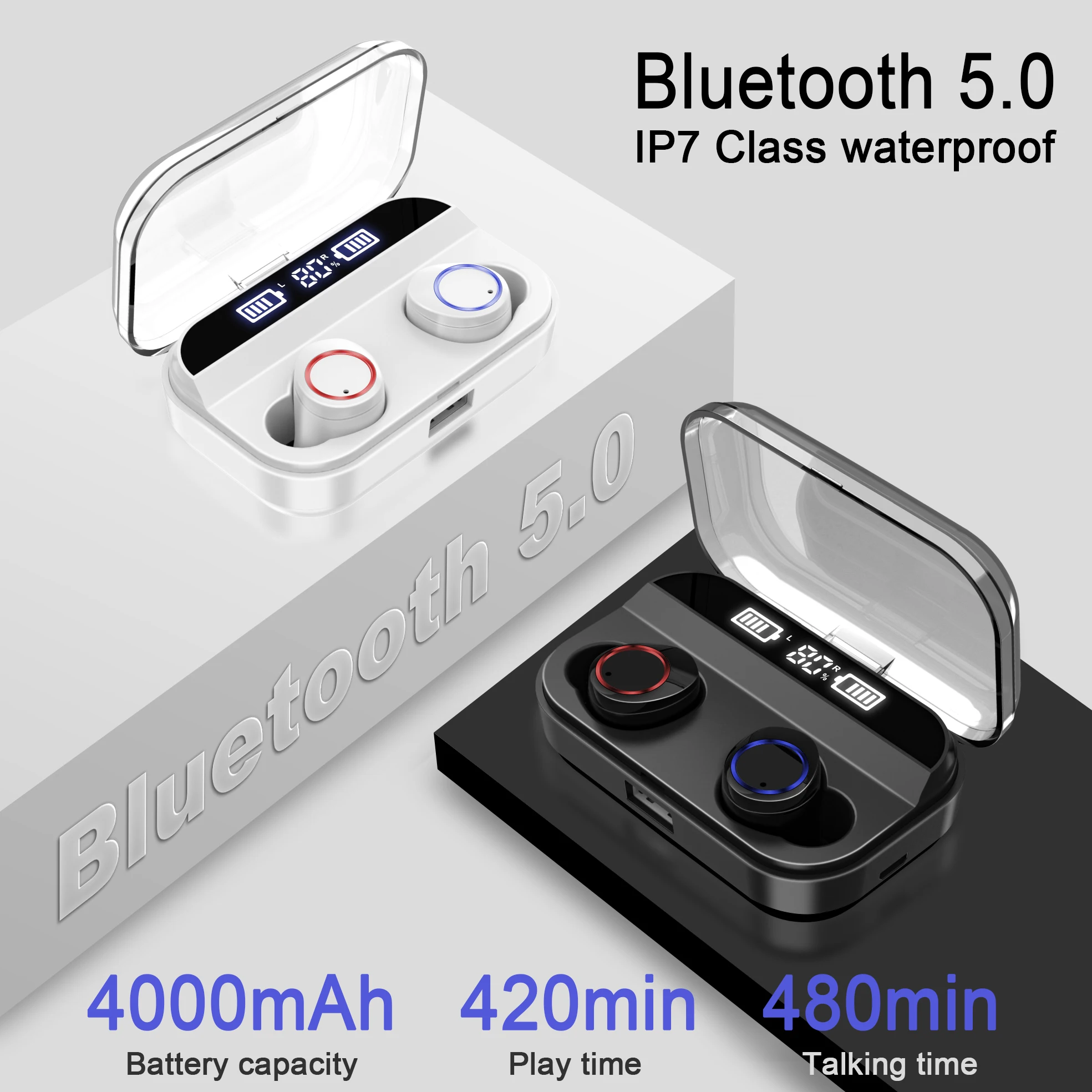 4000 мАч TWS беспроводные наушники Bluetooth 5,0 наушники с дисплеем питания сенсорное управление спортивные 9D стерео беспроводные наушники гарнитура