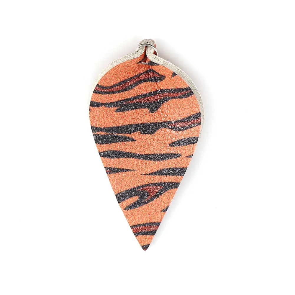 DoreenBeads искусственная кожа Подвески Лист Зебра леопардовый животный узор W/Jump Ring 62