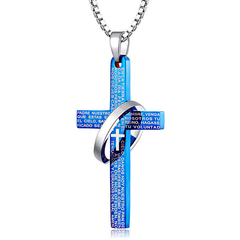 Черные молитвенные библейские круглые подвески в виде креста для ожерелья из