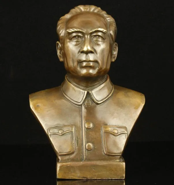 decoration bronze factory Pure Brass Old  Chinese Collectible Old Handwork Copper Lifelike Premier Zhou Enlai Statue