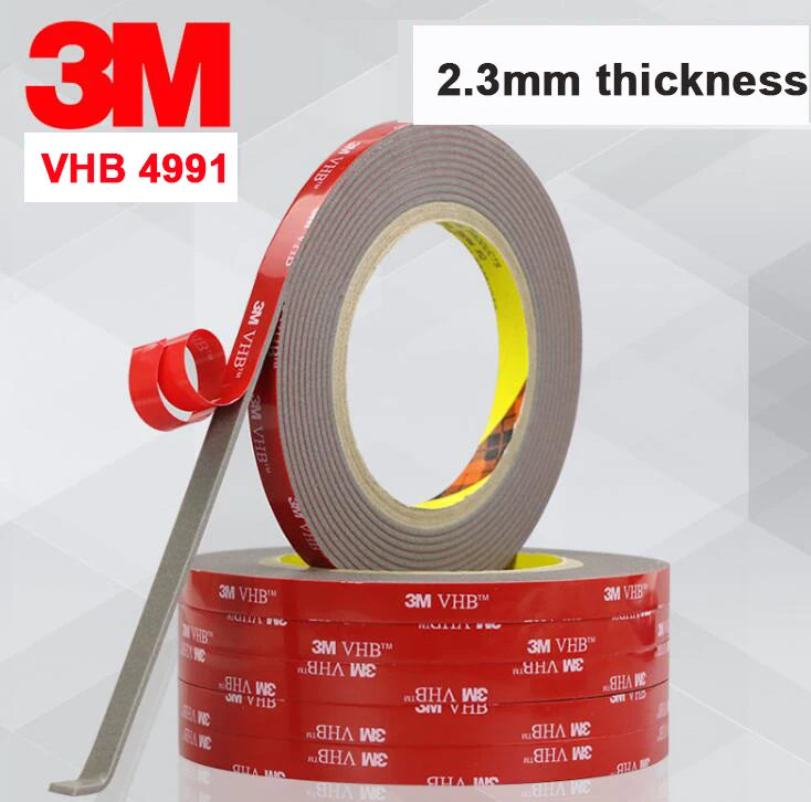 2.3mm thick, (5mm~50mm)choose, 3meter VHB Double-Sided Foam Tapes for Many surface, Glass, Metals, Woods, Auto Parts 3M 4991