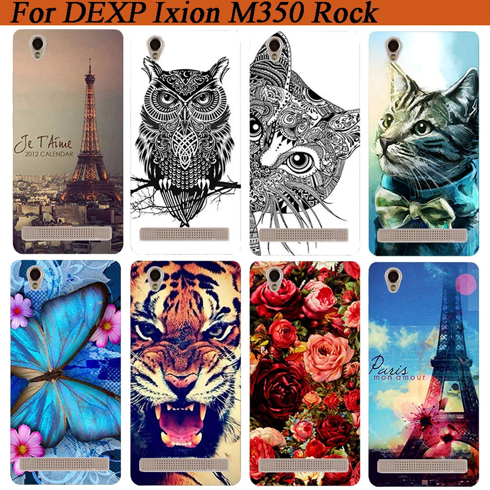 Модный мягкий чехол накладка из ТПУ с рисунком Тигр филин Роза для DEXP IXION M350 Rock /