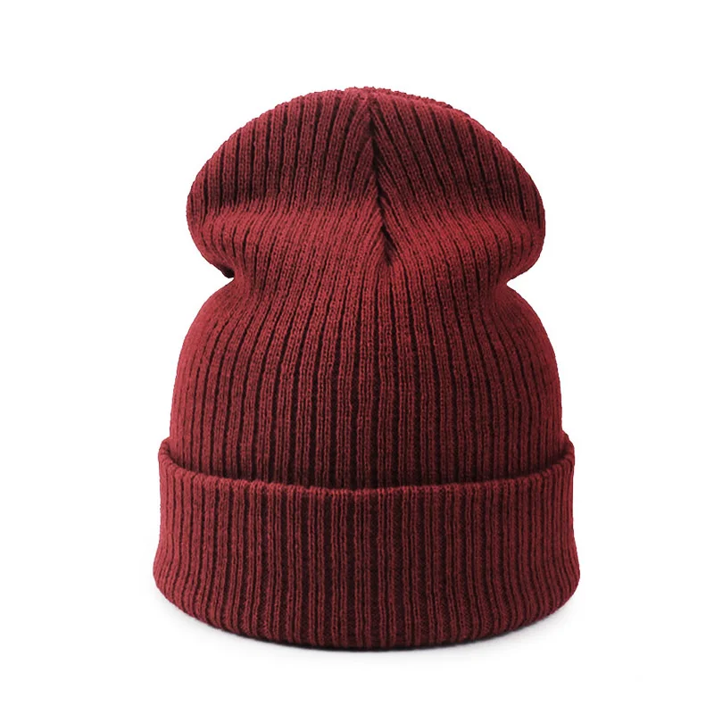F Новинка, осенне-зимняя женская шапка, мужская, унисекс, Skullies Beanies, теплая уличная шапка, вязаная шапка, шапки, одноцветная, для папы, теплая шапка, Beanie - Цвет: F