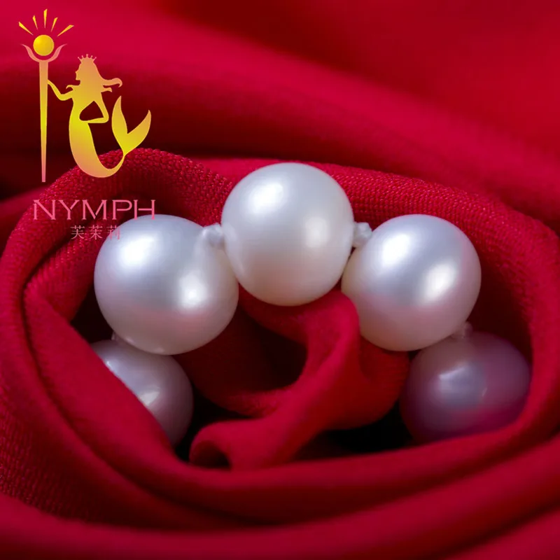 NYMPH Natural Pearl Necklace Jewelry Real Freshwater Choker New 8-9mm Near Round Gift For Wedding 45CM N1008 | Украшения и